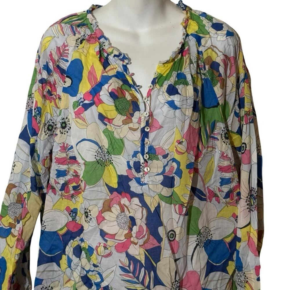 Talbots 100% Cotton Lightweight Floral Colorful Long Sleeve Top Shirt sz XL - Picture 9 of 14